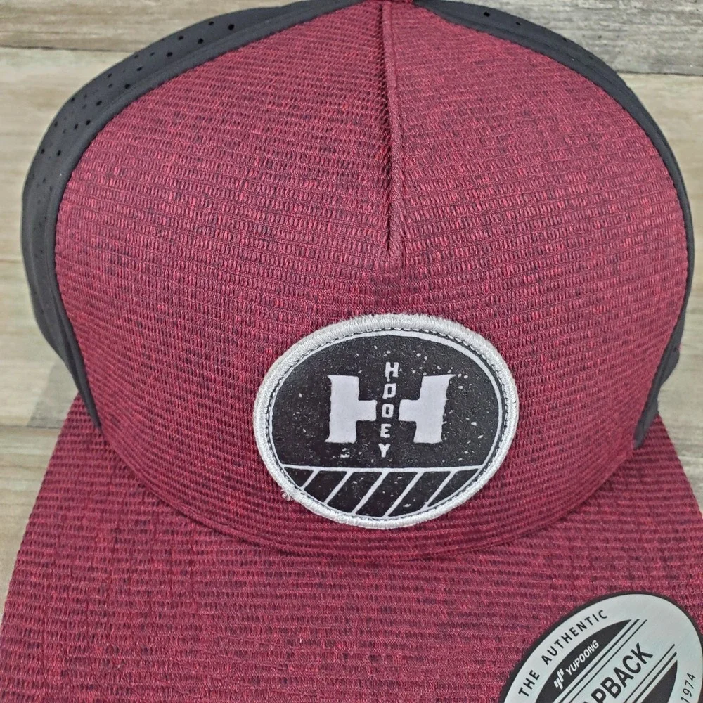 Hooey Mens Patch Logo Adjustable Snapback Hat Maroon Black